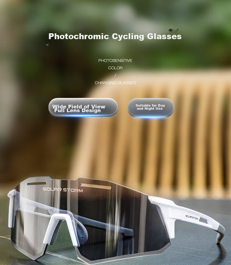 SolarStorm Cycling Glasses Photochromic Sunglasses, Outdoor Unisex Running Windproof Glasses, Day And Night Dual-Use Protective Eyewear, Dustproof Glasses, White 1