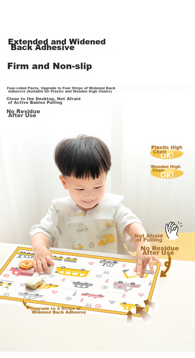 Easy Your Home Children's Portable Disposable Placemat, Baby-Approved, Waterproof And Oil-Proof Table Mat for Outdoor Use, Antibacterial And Dirt-Proof 10