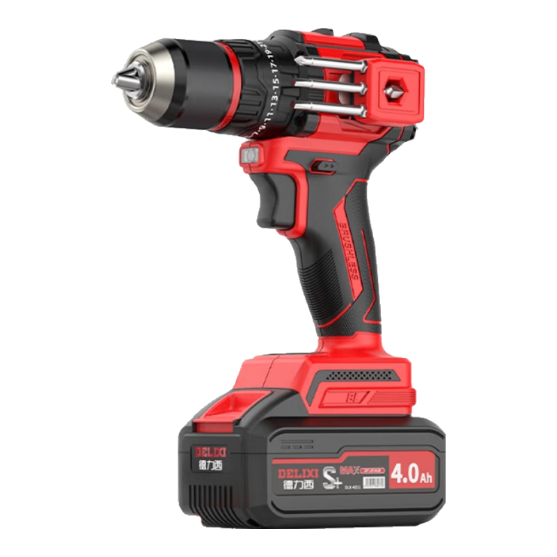 DELIXI ELECTRIC Electric Drill, Lithium Battery Drill, Electric Screwdriver, Household Rechargeable Hand Drill, Electric Screwdriver, Impact Drill, 4.0 Dual-Speed