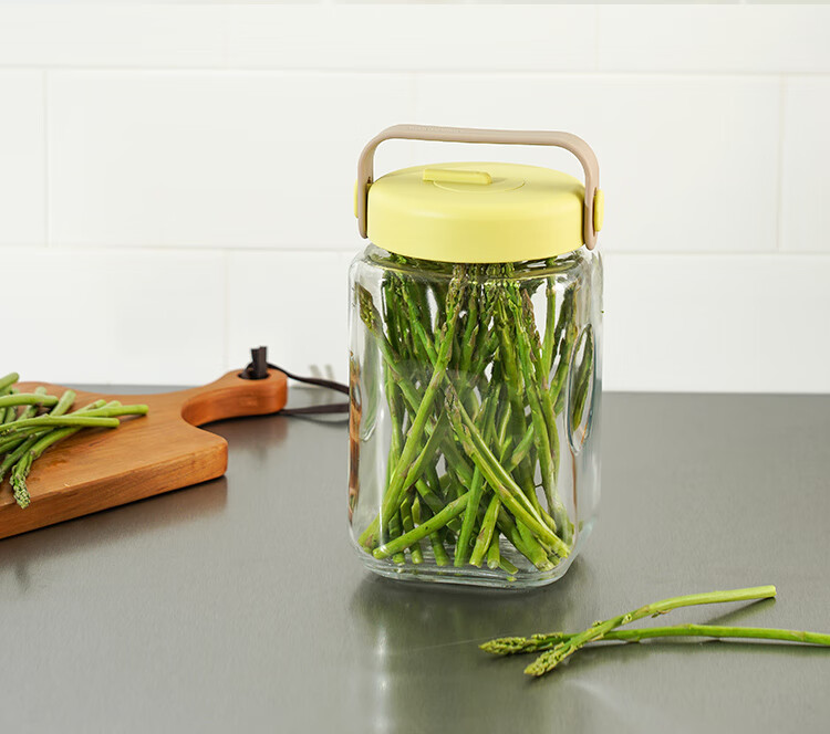 LOCK&LOCK Breathable Fermentation Glass Storage Jar 1L Green for Wine, Laba Garlic, Jam, Pickles Sealed Container 12