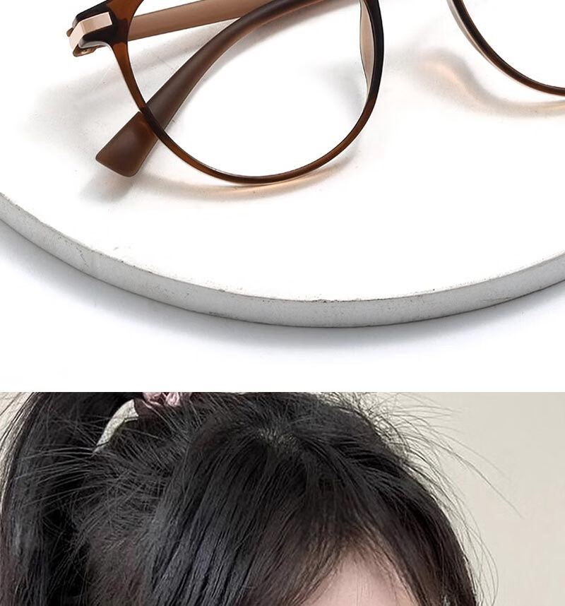 Boshide Blue Light Blocking Glasses, Non-Prescription Lenses, Cold Tea Color Plain Face Glasses for Round Faces, Making Face Look Smaller And More Elegant, Cold Tea Color 5