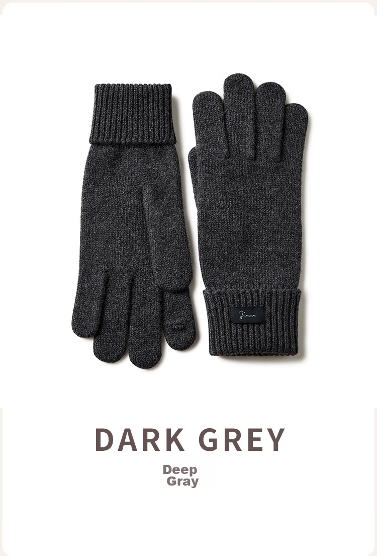 JIUMU 100% Wool Warm Gloves for Men, Winter Thickened Cold-Proof Touchscreen Compatible Knitted Woolen Gloves 13