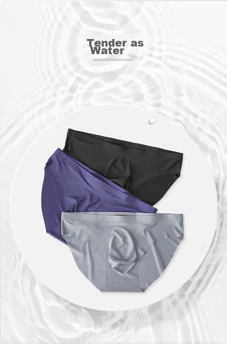 MiiOW Antibacterial Ice Silk Triangle Briefs for Men, Seamless Ultra-Thin Men's Underwear, Quick-Dry Transparent Sexy 3-Pack L 1