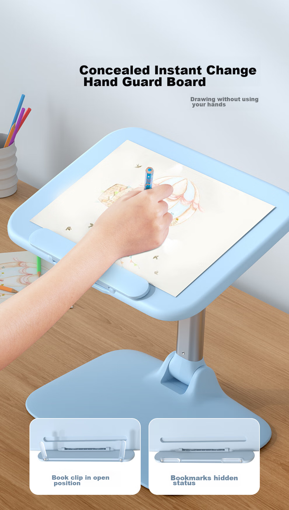 Saijing M2 Bed Reading Table, Book Holder, Baby Drawing And Writing Desk, Movable And Height-Adjustable Small Table for Reading Picture Books 8
