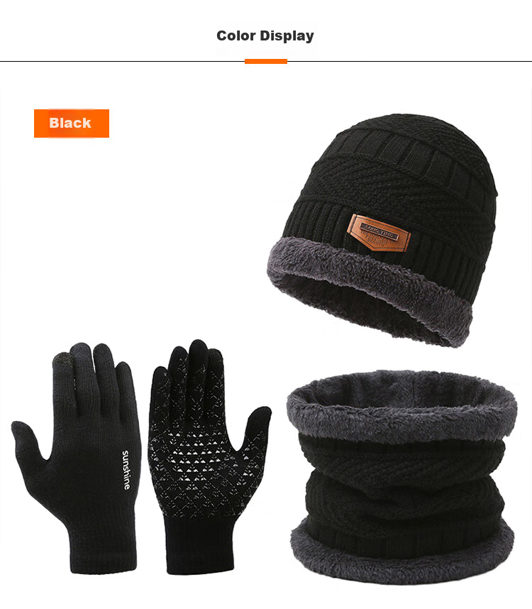 GLO-STORY Winter Knitted Hat for Men And Women with Fleece Lining, Warm Neck Gaiter, Thickened Wool Hat with Ear Protection, Cold-Proof Gray Cap 20