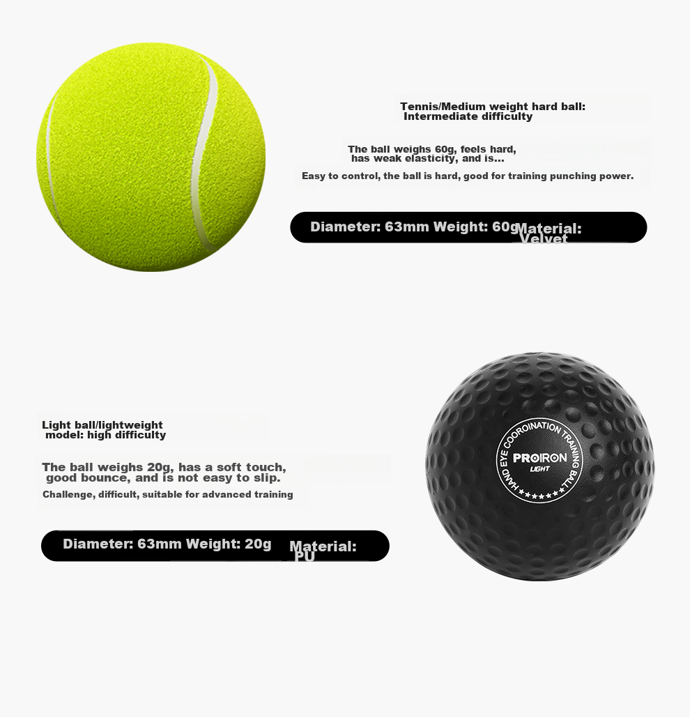 PROIRON Puli'ai Boxing Speed Ball Reaction Ball Training Device Head-Mounted Rebound Children's Boxing Trainer 3-Ball Model 8