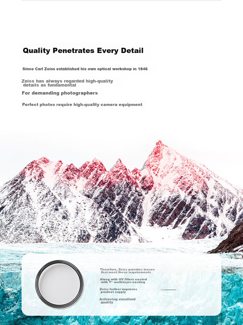 ZEISS UV Filter for Canon And Nikon DSLR Camera Lenses, 55mm Universal Protective Filter for Sony And Fuji Cameras, T* Multi-Coated High-Transparency Glass, Original Import 3