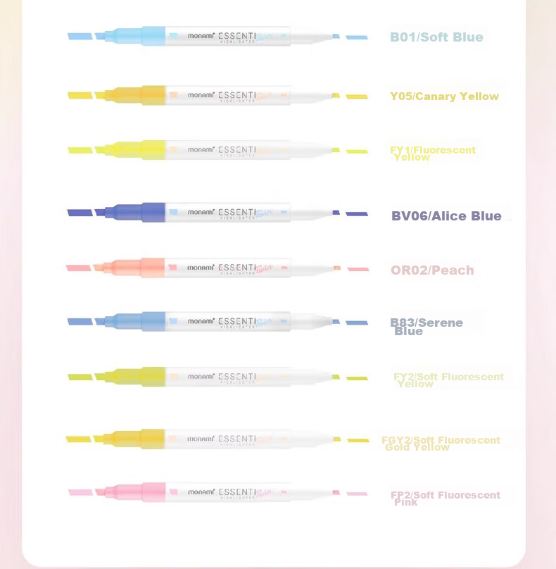 Monami Imported Double-Ended Highlighter Pen, Large Capacity for Students' Note-Taking And Marking, Colorful Pen, And Xue Wei Weifeng 4-Color Set 06023Z04-NB 11