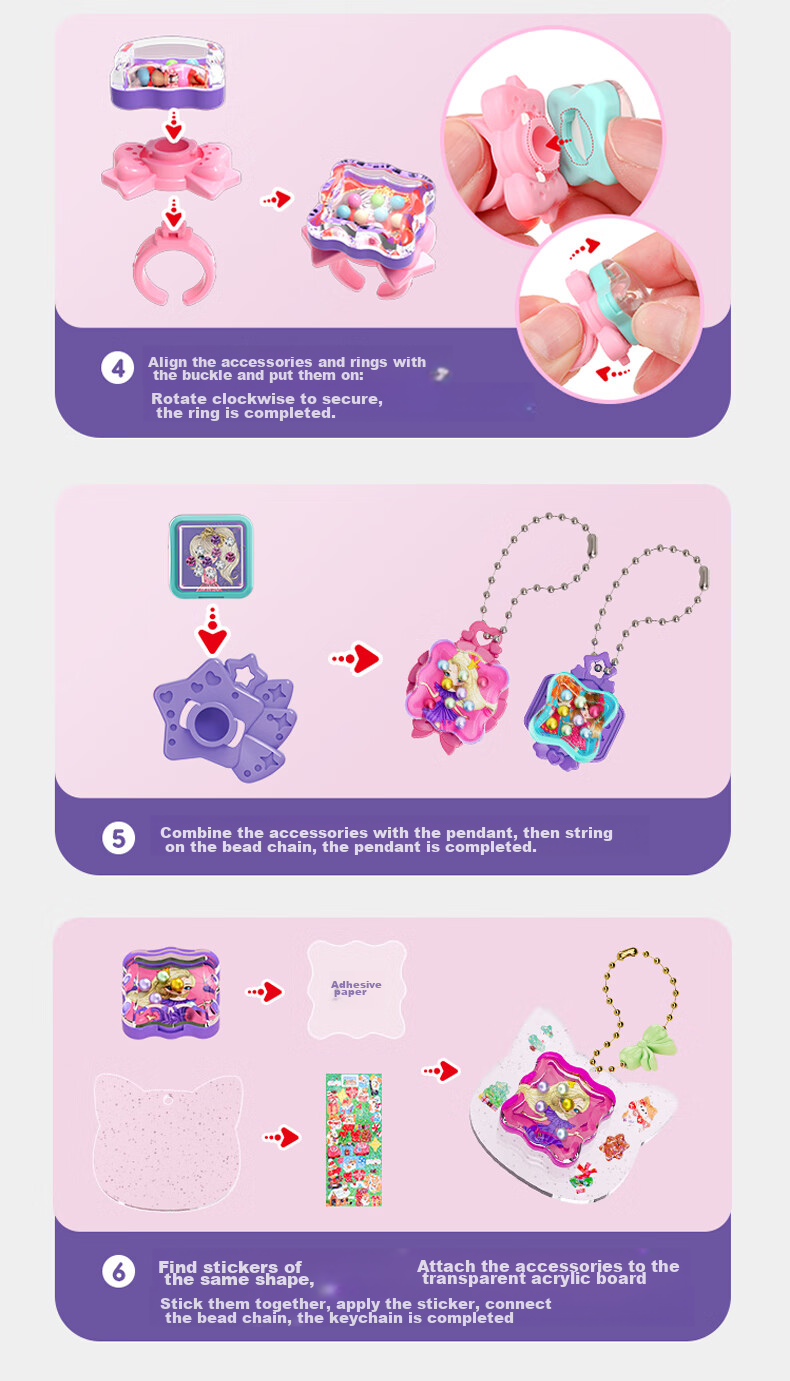 Dayanxiaowa Children's Sticker Machine, Guka Magic Box, DIY Handmade Stickers, Gemstone Rings, Toys for Girls Aged 3-6, Birthday Gifts 4