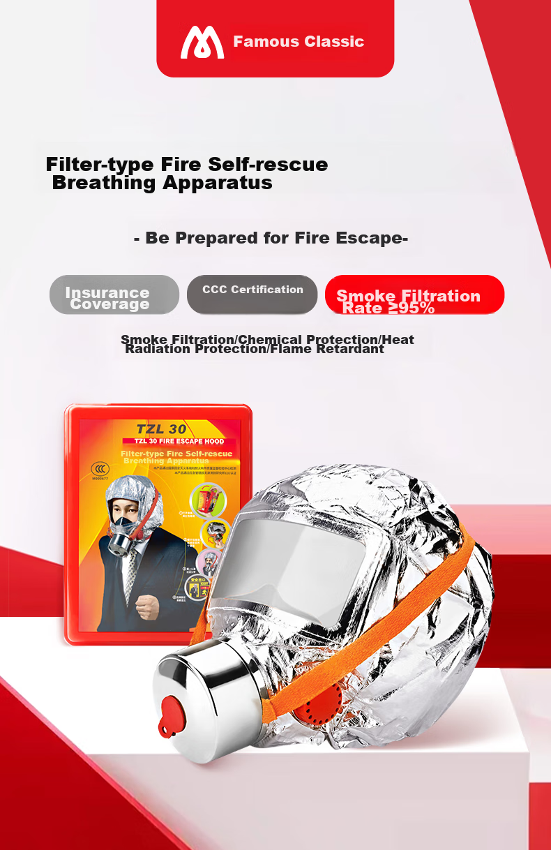 Mingdianshangpin Fire Mask TZL30 Silicone Upgraded Version, National Standard 3C Certified, Smoke And Gas Protection Mask, Filter-Type Fire Self-Rescue Respirator, High-Rise Fire Escape, for Home, Rental Apartments, Hotels 2