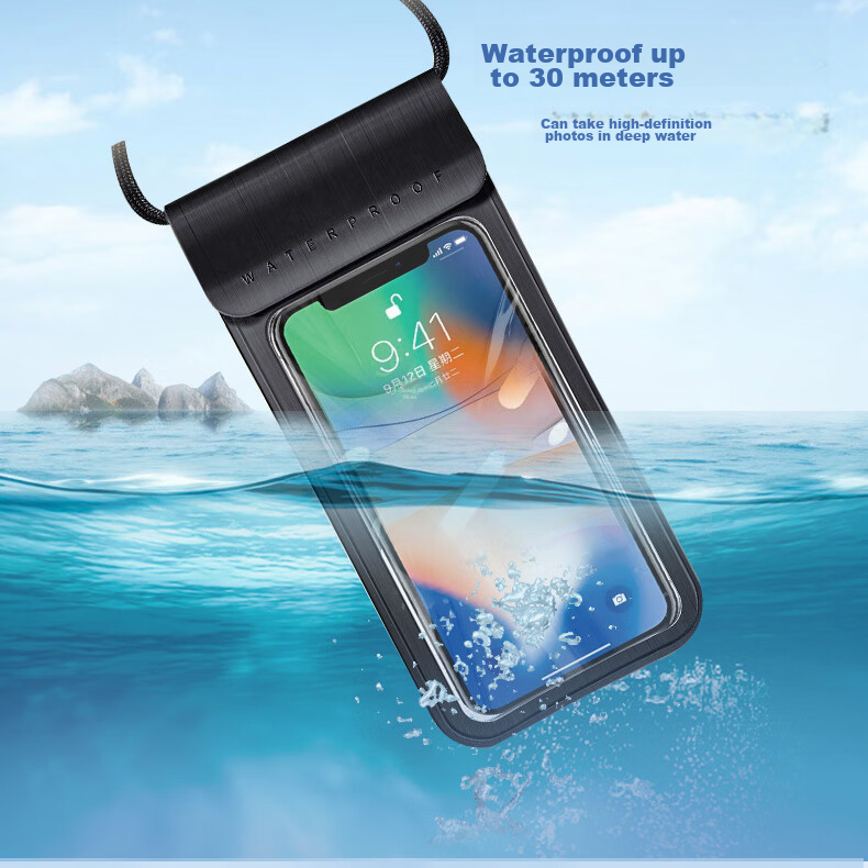 NOLANSEND Waterproof Phone Case, Waterproof Bag, Swimming Bag, Waterproof Pouch, Touchscreen Compatible, Photo-Taking Waterproof Bag, Black, N751 3