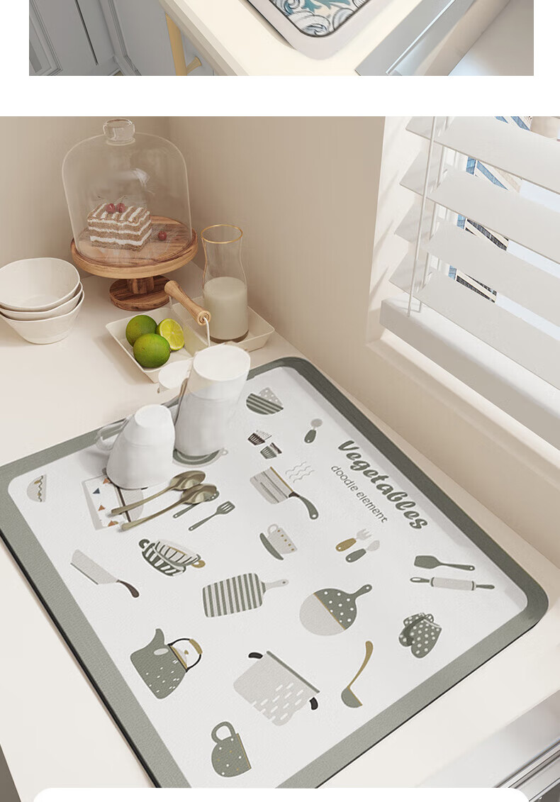 Jingxun Kitchen Countertop Draining Mat, Table Mat, Cup And Bowl Drying Mat, Tea Table Absorbent Cup Mat, Washable Heat Insulation Pad 4