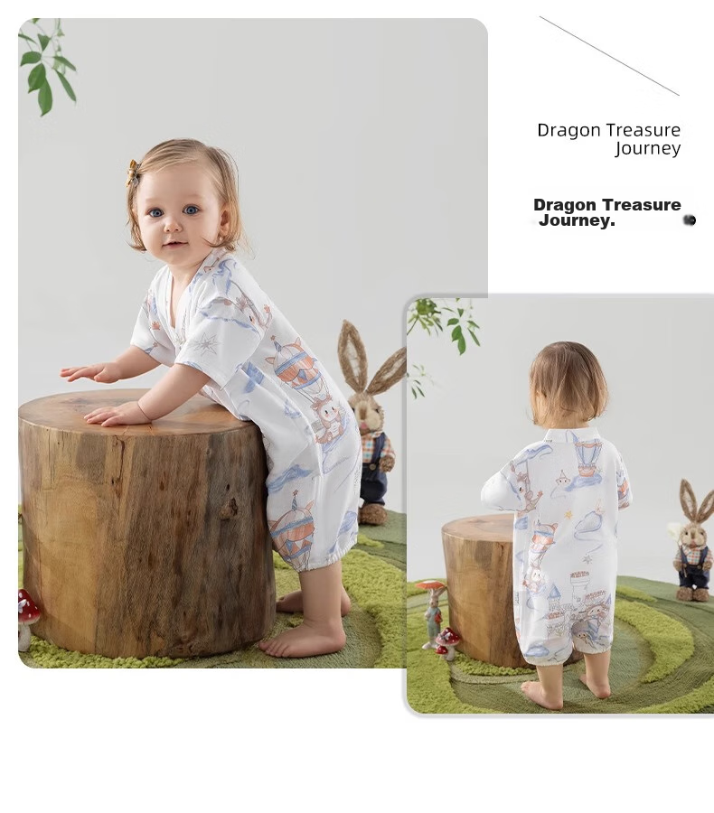 Beitaisi Baby Clothes, Summer Thin Bamboo Cotton Onesie, Newborn Gauze Romper, Short-Sleeve Infant Pajamas 22