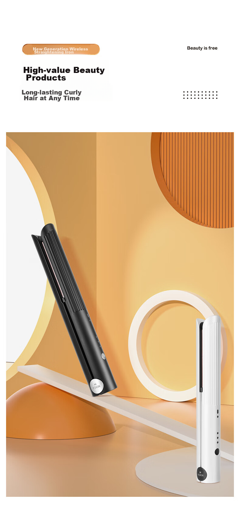 Jindao Straight Hair Iron, Wireless Charging Clip, Curling Iron, High Crown Curl And Straight Dual-Use, for Men And Women, Small Ironing Board, Straight Hair Electric Iron, KD386 White Portable, National Day Gift, Birthday Present 15