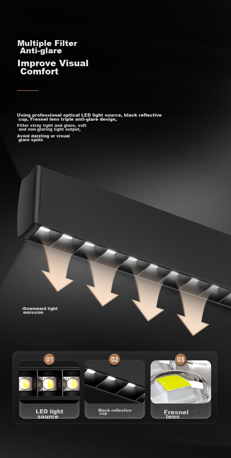 Midea LED Linear Pendant Light for Dining Room, Simple Long Strip Chandelier for Table Lighting, White Lighting Fixture 6