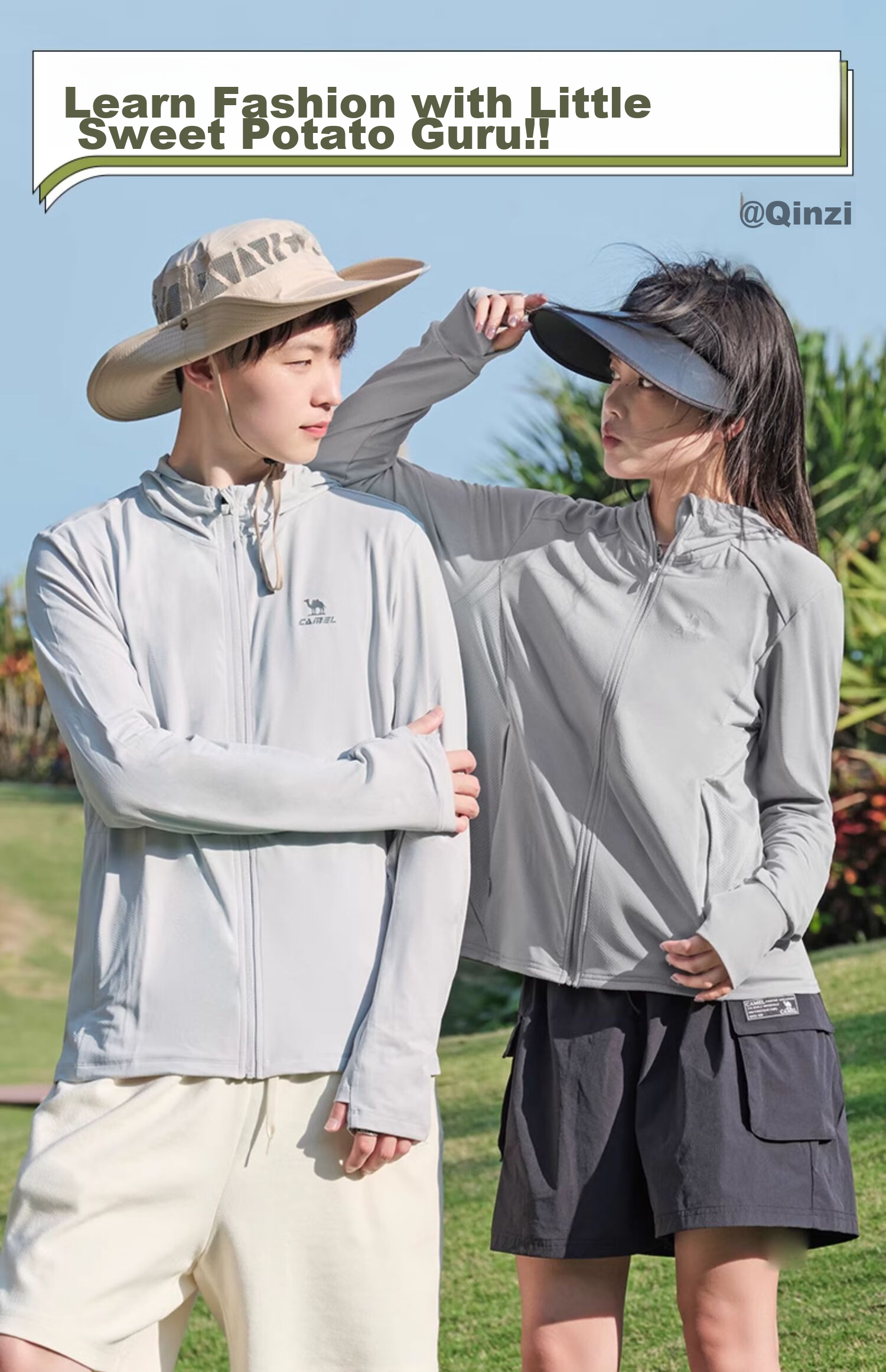 CAMEL Sun Protection Clothing for Men And Women, New Summer Outdoor Sports Wear, Original Yarn Cool-Feeling Sun Protection Loose Hooded Top Thin Jacket 1
