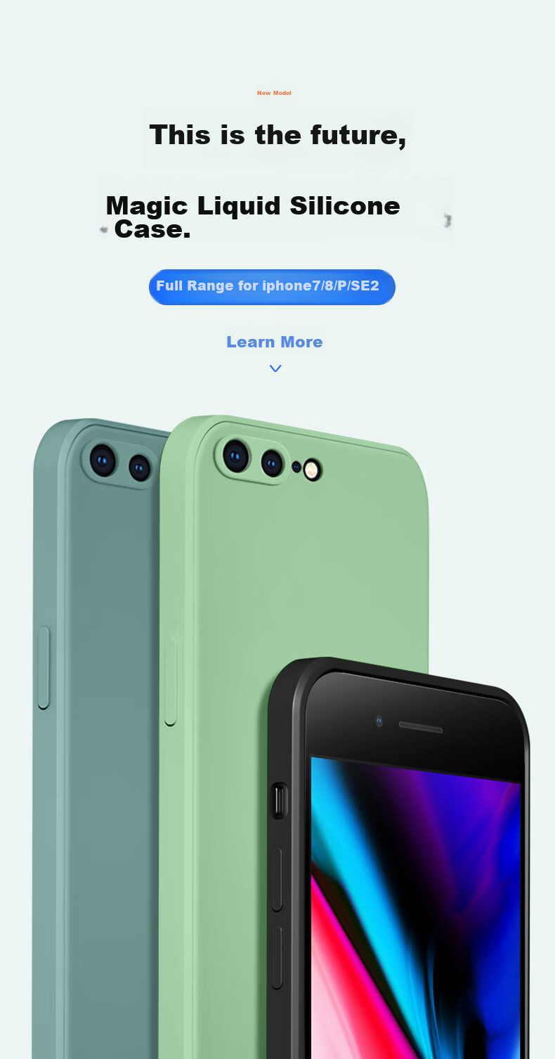 KEKLLE Silicone Phone Case for IPhone 7 Plus/8 Plus, Cloud-Like Feel, Full Protection Cover, Skin-Like Texture, Shockproof, Ultra-Thin Soft Shell, Black 1