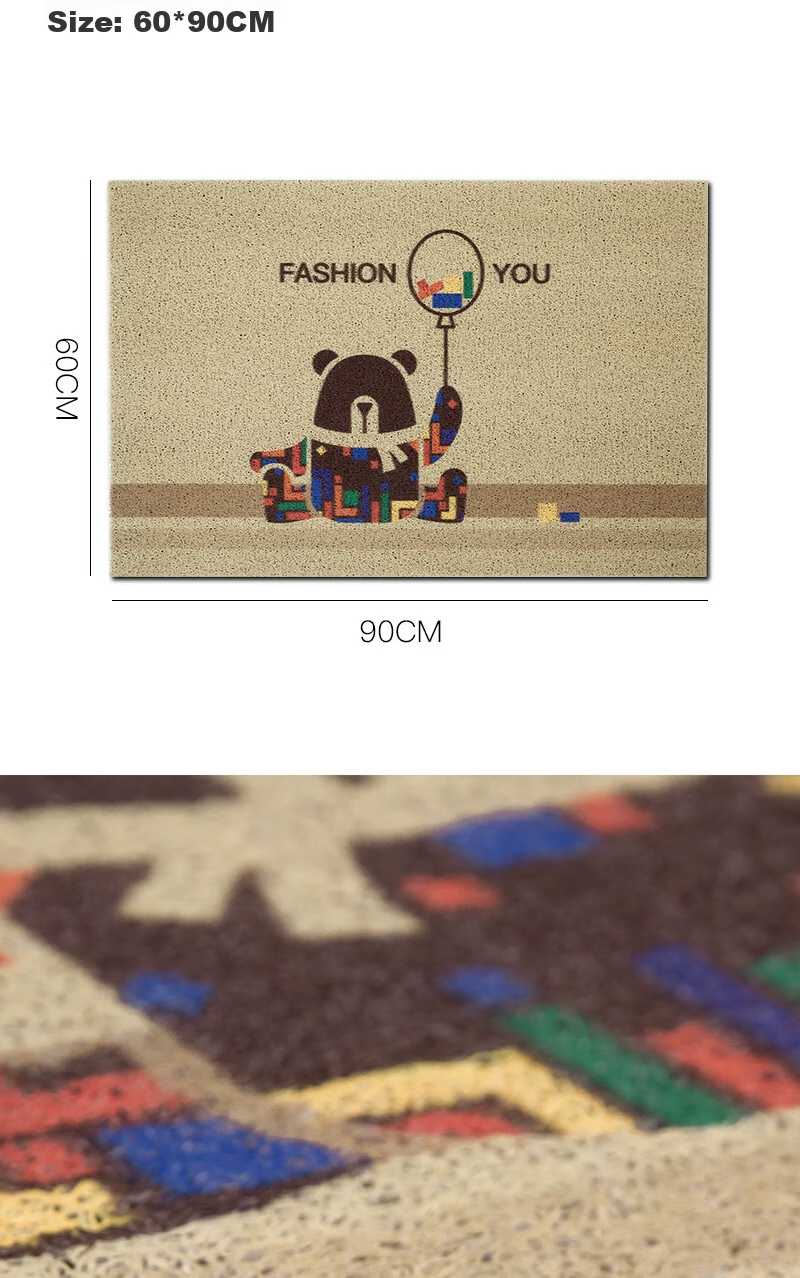 FOOJO Silk Loop Entrance Door Mat, Dustproof Waterproof Cuttable Non-Slip, 60*90cm Building Block Bear 3