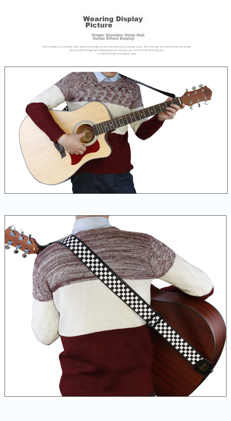 MOSEN MBD01 Leather-Head Thickened Cotton Durable Folk Guitar Strap, Electric Guitar Bass Guitar Acoustic Guitar Strap 12
