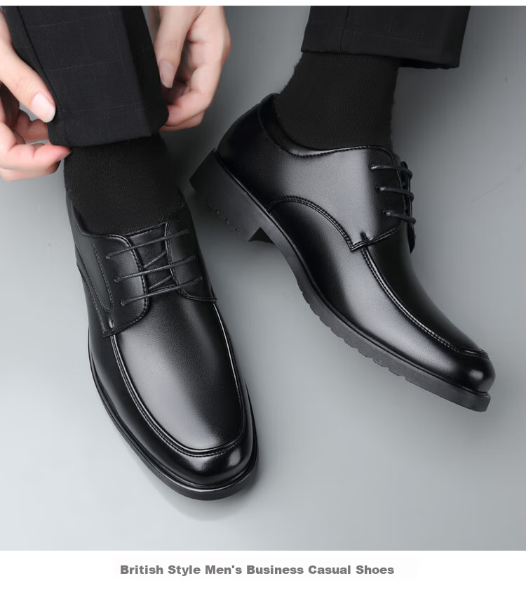 Poitulas Men's Lace-Up Lightweight Versatile Formal Business Casual Shoes, Low-Top Wear-Resistant, 9333 Black, Size 44 12