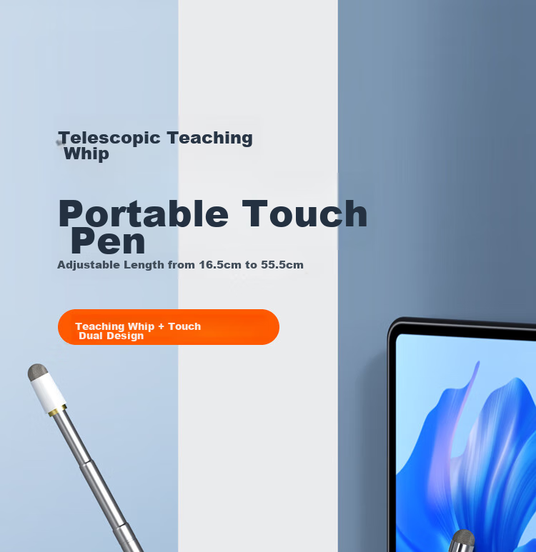 ESCASE Electronic Whiteboard Retractable Teaching Pointer Pen, Handwriting Pen, Teacher Smart Screen Blackboard Electronic Multimedia Teaching Capacitive Pen All-In Machine, Extended Aluminum Alloy Learning Machine Touchscreen Pen White 1