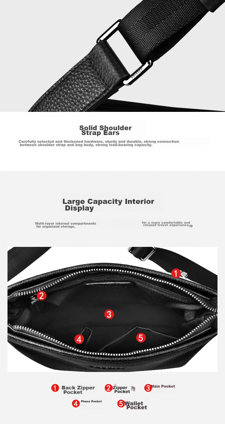 Pabojoe Men's Handbag, Shoulder Bag, Crossbody Bag, Top-Grain Leather, Soft And Fashionable Sports Bag for Men, Vertical Style, Birthday Gift for Husband 8