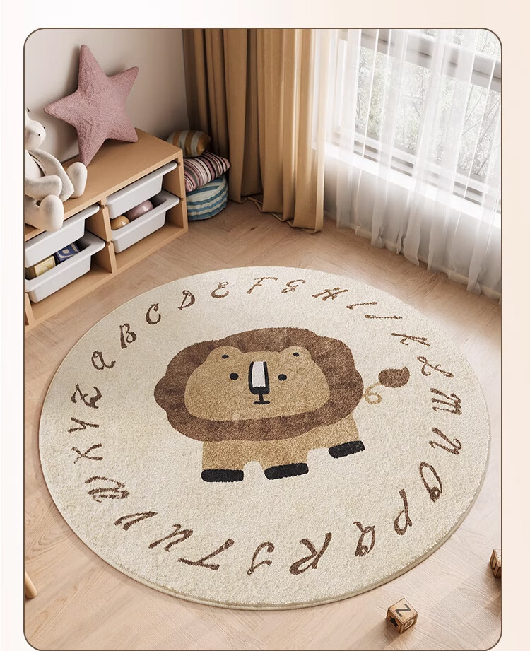 Manshuo Children's Room Living Room Carpet, Bedroom Round Faux Wool Rug, Thickened Washable, Girl's Study, Diameter 80cm 7