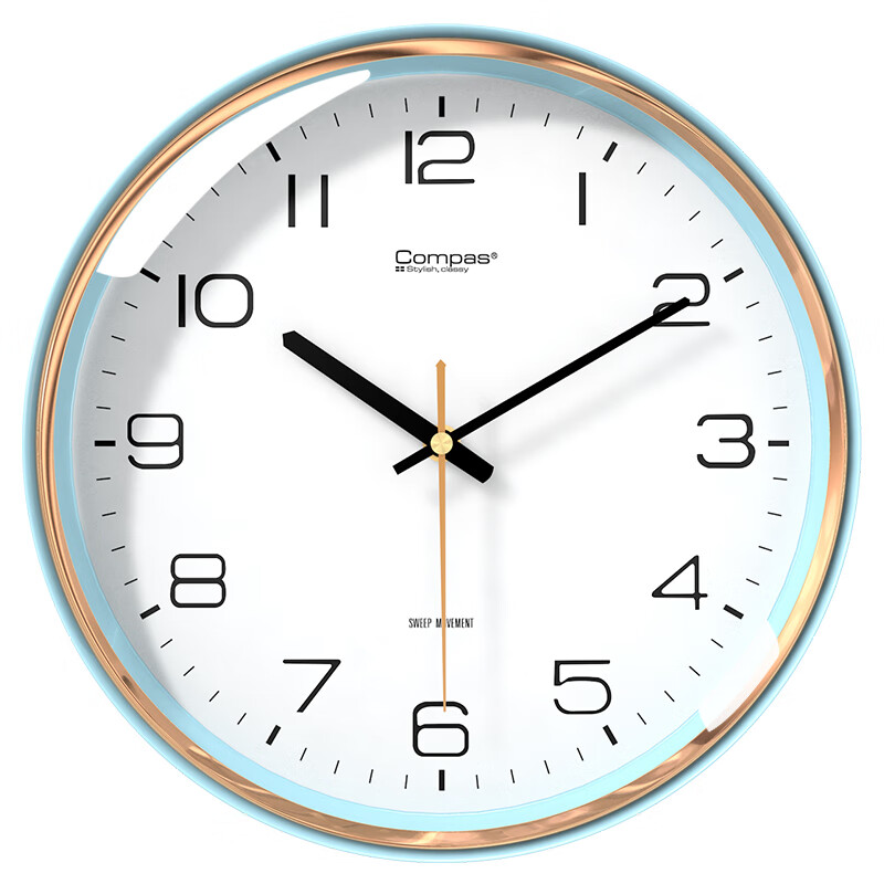 Compas Wall Clock, Living Room Clock, Simple Quartz Wall Clock, Model 7006A, Blue, 33cm