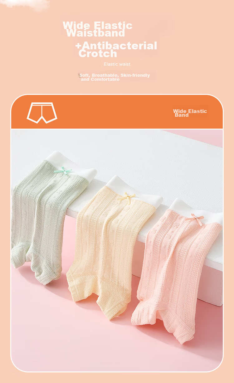 LangSha 5A Grade Antibacterial Pure Cotton Girls' Underwear, Women's Boyshorts, Ultra-Soft Comfortable Boxer Briefs, 3 Pairs, Size 160 3