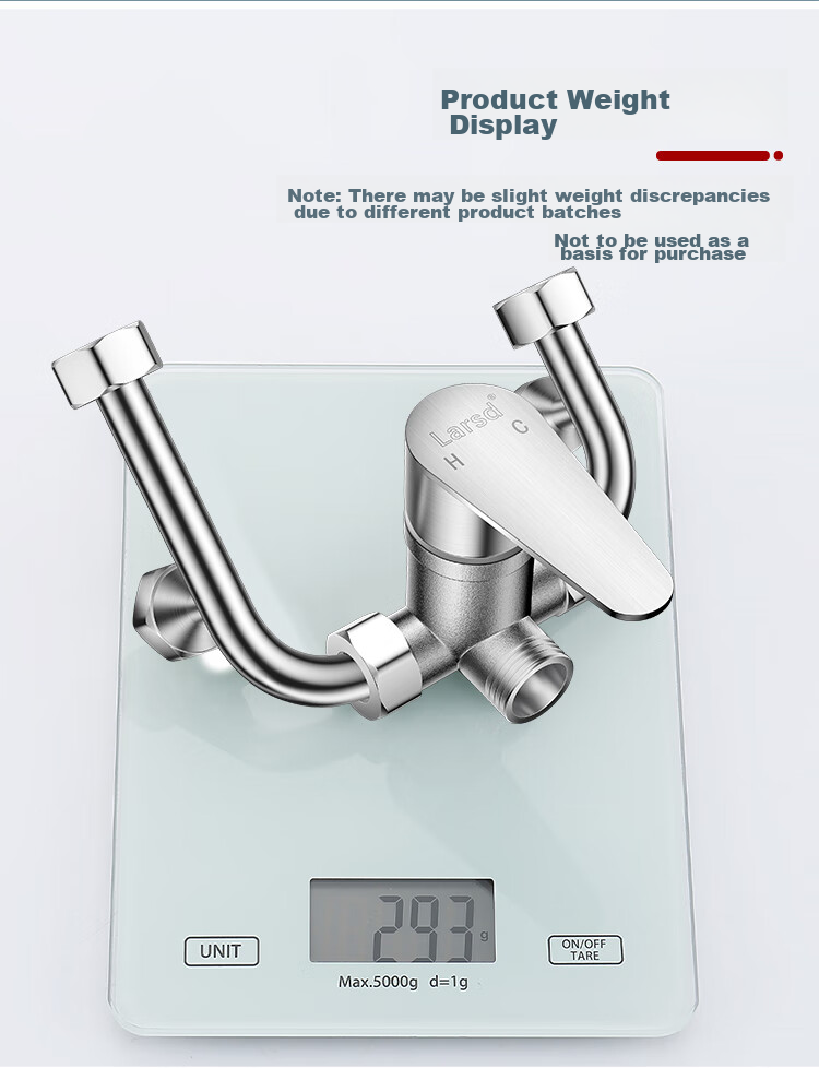 Larsd Electric Water Heater Mixing Valve, 304 Stainless Steel Shower Switch, Hot And Cold U-Shaped Valve, Surface-Mounted Shower Faucet, LD5223 16