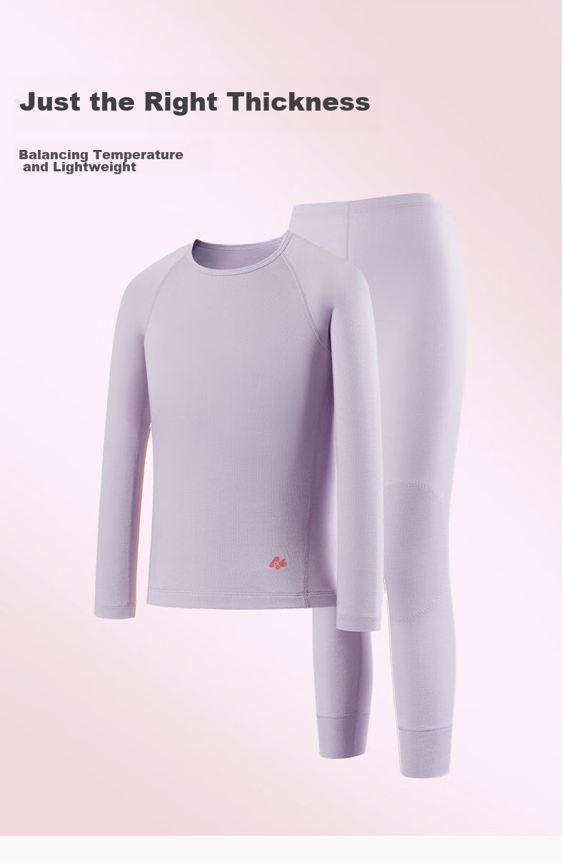 AIMER KIDS Small Heater [Medium Warmth] Boys And Girls Thermal Underwear Set, Moisture-Wicking And Heat-Generating Autumn Top And Pants, Gray, Size 120 5