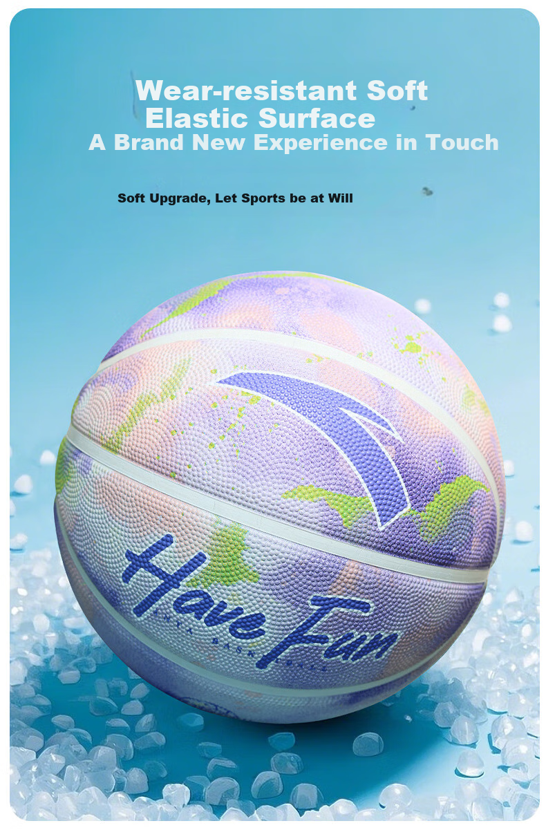 ANTA Children's Basketball, Size 4, for Toddlers And Elementary School Students, Indoor And Outdoor Wear-Resistant Toy Ball, Rubber Size 4 Blue Ball, Neon Purple, Size 4 2