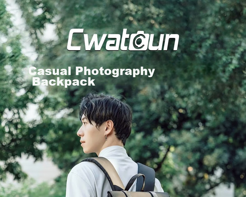 CWATCUN Camera Backpack, Casual Commuter Anti-Collision Photography Bag, Compatible with Fuji, Sony, Canon, Stylish Backpack Suitable for Men And Wome 2
