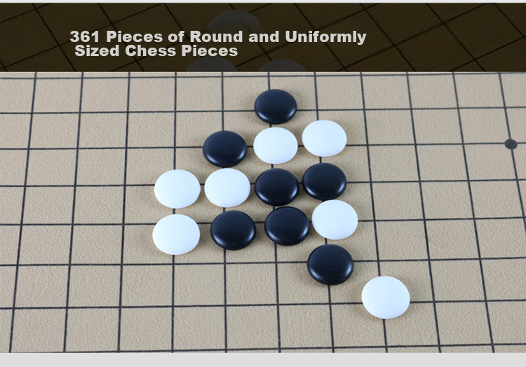 Zihu Go Set, Five-In Chinese Chess, 361 Imitation Jade Pieces, Beech Wood Chessmen, Double-Sided Thickened Leather Board 4
