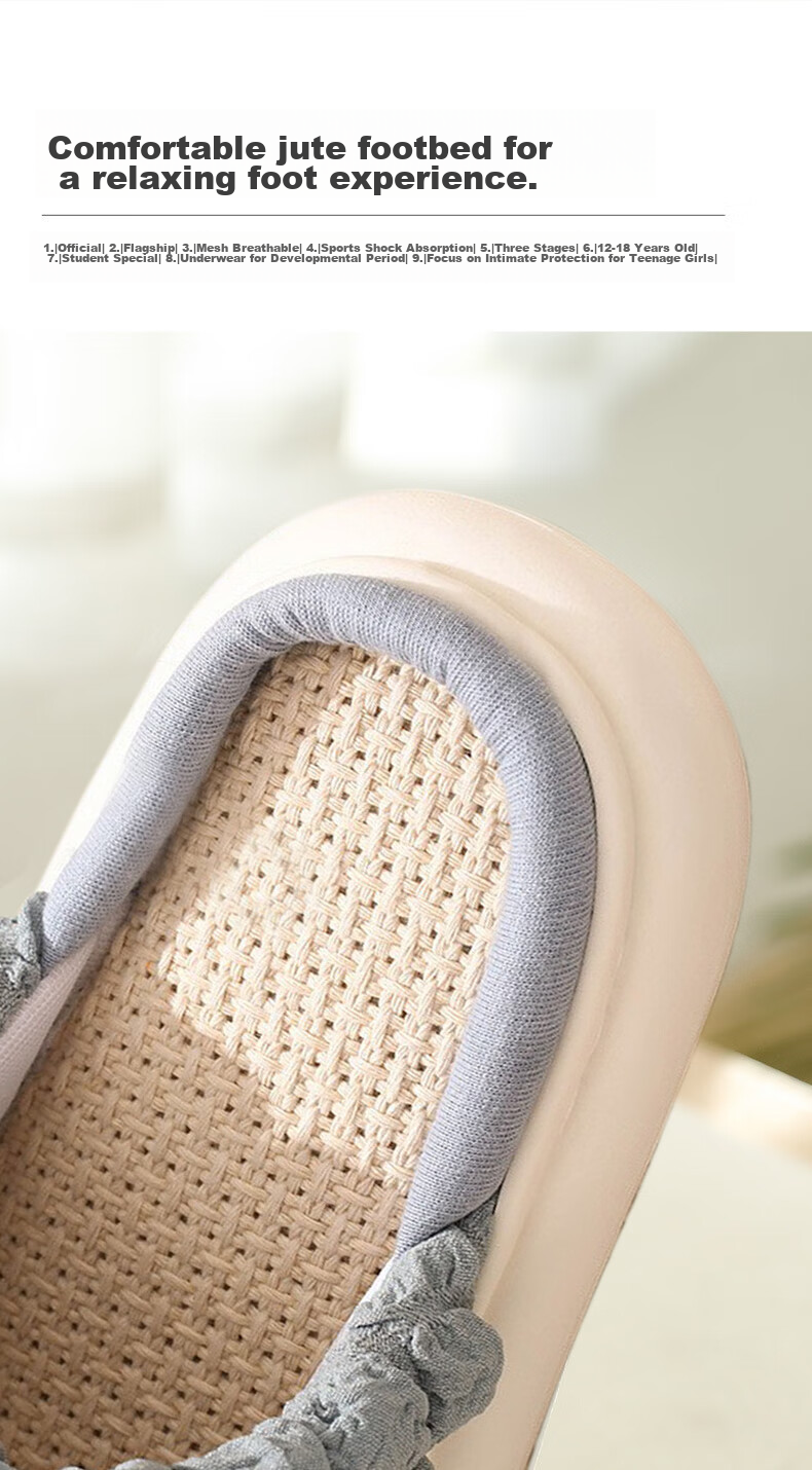 Langsha Linen Slippers for Women, Outdoor Wear, Internet Celebrity Style, 2023 Home Thick-Soled Versatile Non-Slip Cute Household Cotton And Linen Slippers for Wome 3