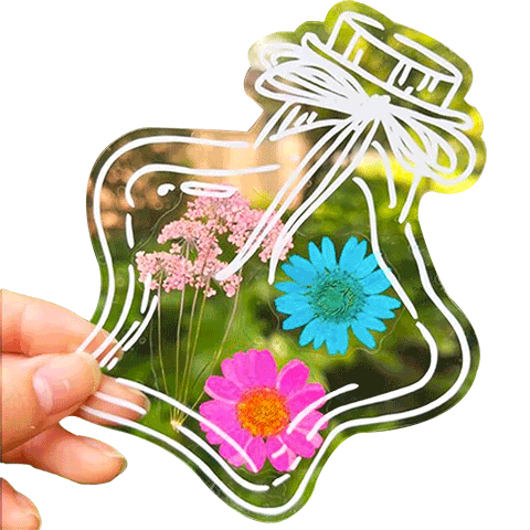 Danmiqi Transparent Stickers with Flowers, DIY Craft Kit for Children, Spring-Themed Toy Set with 60 Random Shapes, for Bottle Decoration And Crafts