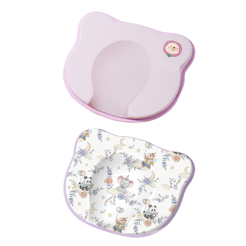 Aibao Baby Shaping Pillow with Silicone Newborn Breathable Shaping Pillow Core + Pure Cotton Pillowcase Baby Pillow Purple ZYT