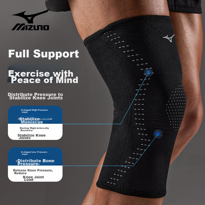 MIZUNO Наколенники для спорта, бега, туризма, при травмах мениска, для мужчин и женщин, специализированы для баскетбола, бадминтона, при синовите, размер XL, 2 шт.