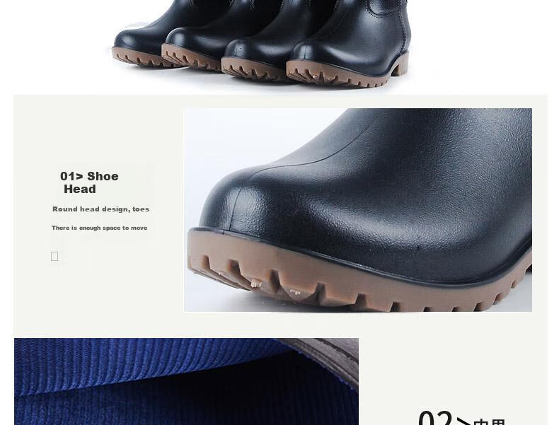 Warrior Men's Mid-High Rain Boots, Adult Waterproof Shoes, Rubber Boots, HXL128-B, Black Mid-Calf, Size 41 11
