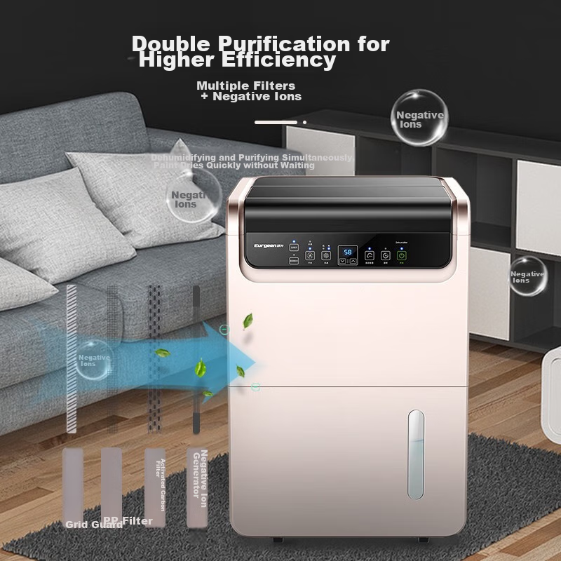 Осушитель воздуха Eurgeen OJ-550EP, 50 л/день, 70-120 м², насосная дренажная система, очистка воздуха, с таймером, белый