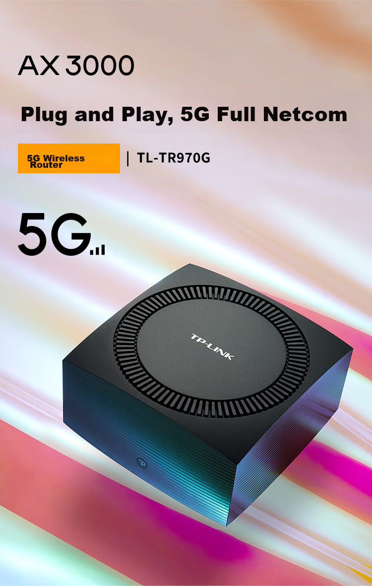 TP-LINK 5G Mobile Router AX3000 Gigabit Ethernet Port Wireless Dual-Band WiFi6 SIM Card Slot Ready Dual-Mode NSA/SA 5G/4G All-Network Compatible TL-TR970G 1