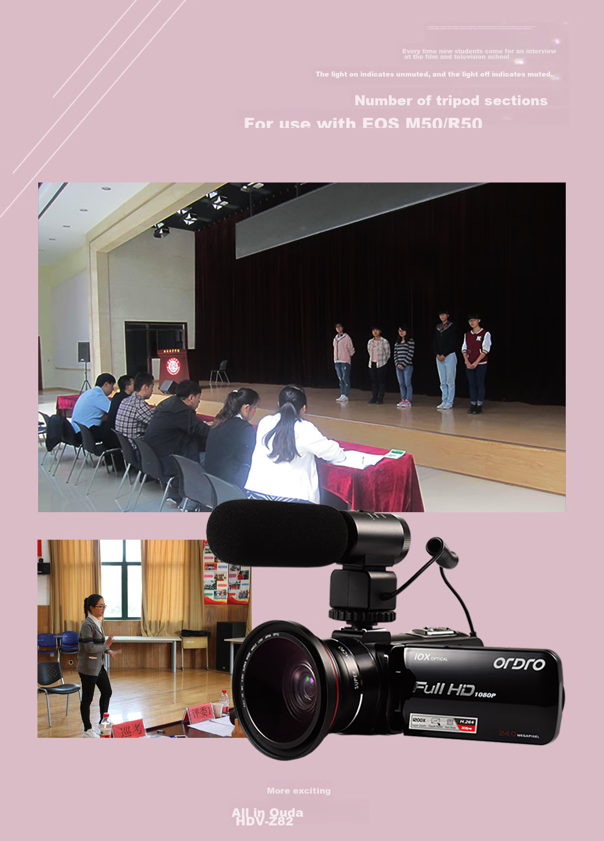 ORDRO Z82 Camera, High-Definition Professional Live Streaming And Recording Device, Digital Camcorder, Portable Handheld DV, 10x Optical Zoom, 120x Intelligent Zoom, Vlog Short Video 16