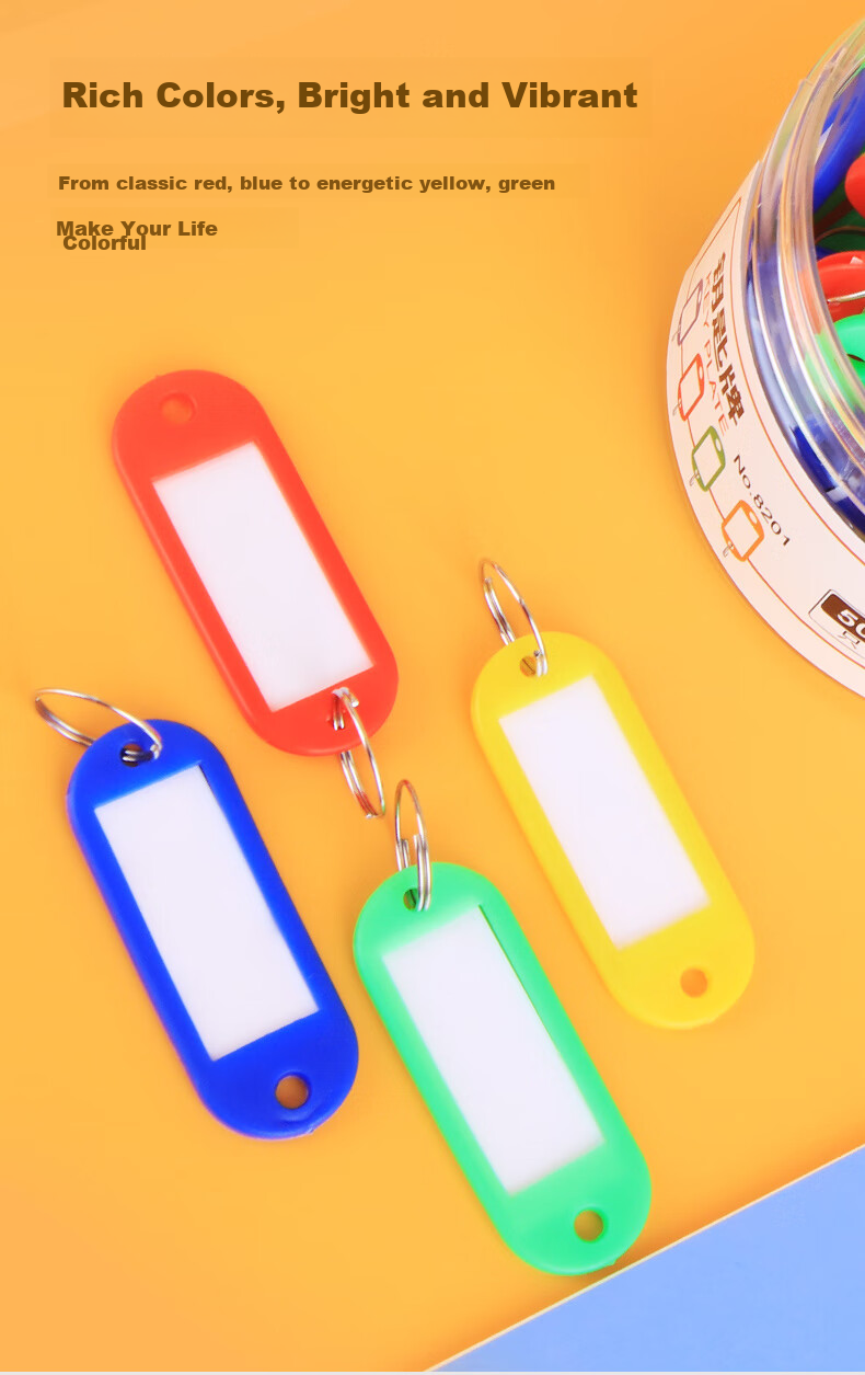 Youbili Key Tags, Thickened Handheld Key Number Tags for Classification Management, Key Rings for Hotels And Landlords, Large Key Pendants, 50 Pieces/Tube, 8201 Yellow 4