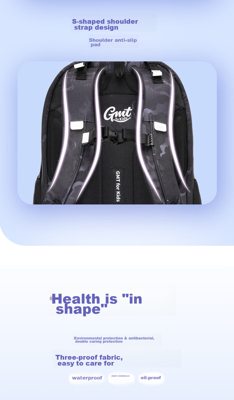 Gmt for Kids Elementary And Middle School Students' Backpack, Children's Spine-Protecting Double Shoulder Bag, Large Capacity Backpack for Grades 4-6, Boys And Girls Steel Armor Warrior 8