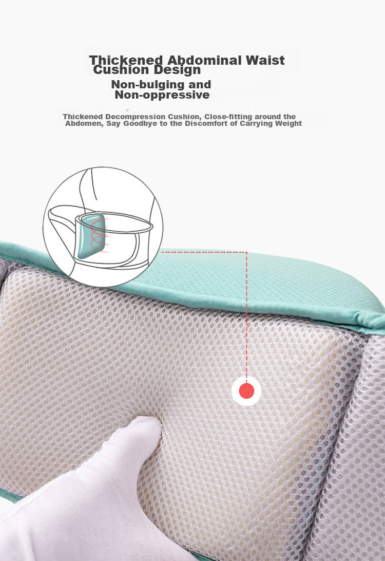 Aibaoshi Baby Carrier Waist Stool, Front And Cross-Carrier Style, Multifunctional, Breathable, Thin, with Head Protection, Detachable, M181 Mint Gree 6