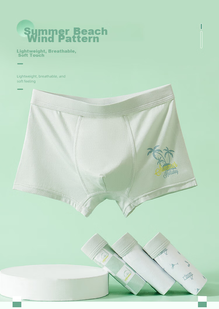 LangSha Children's Underwear, Boys' Underwear, Youth Modal Antibacterial Crotch Underwear, Middle School Students' Shorts, Baby Shorts, 4-Pack 3