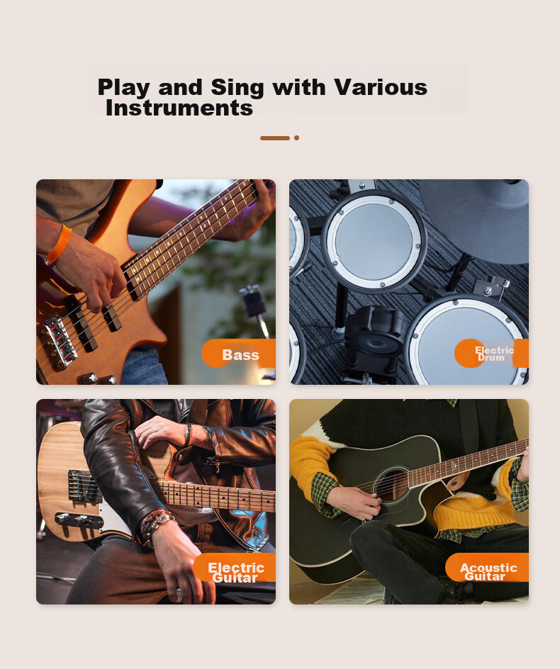 AROMA Acoustic Guitar 15W Folk Speaker, Singing Rechargeable Portable Outdoor Bluetooth Musical Instrument Smart Speaker AG-15A 4