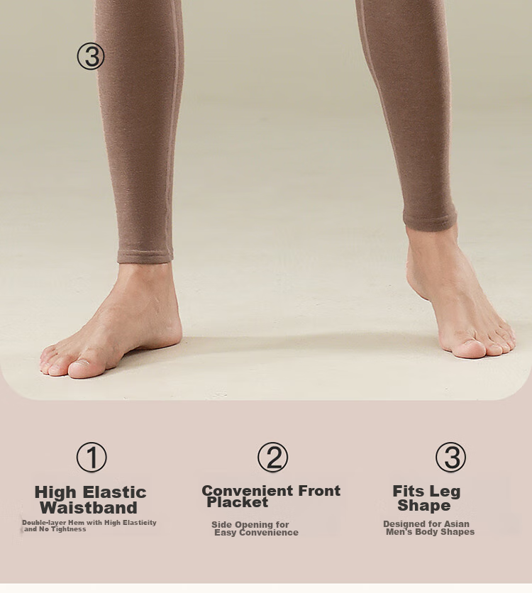 LangSha Thermal Underwear, Warm Fleece-Lined Men's Inner Wear, Tight-Fitting Winter And Autumn Pants, High-Waist Line Pants, Cashmere Base Layer Pants 5