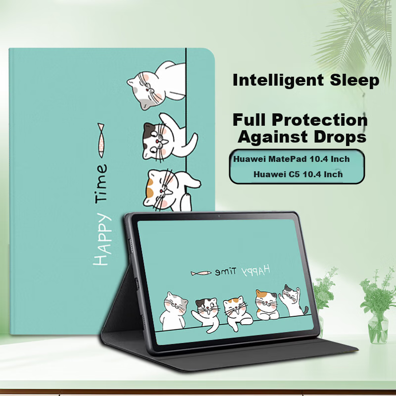Shihan Protective Case for Huawei MatePad 10.4-Inch Tablet (HUAWEI 2020/22 Models), Cute Cat Design, Lightweight Anti-Drop Cover for Online Classes, Suitable for Male And Female Students