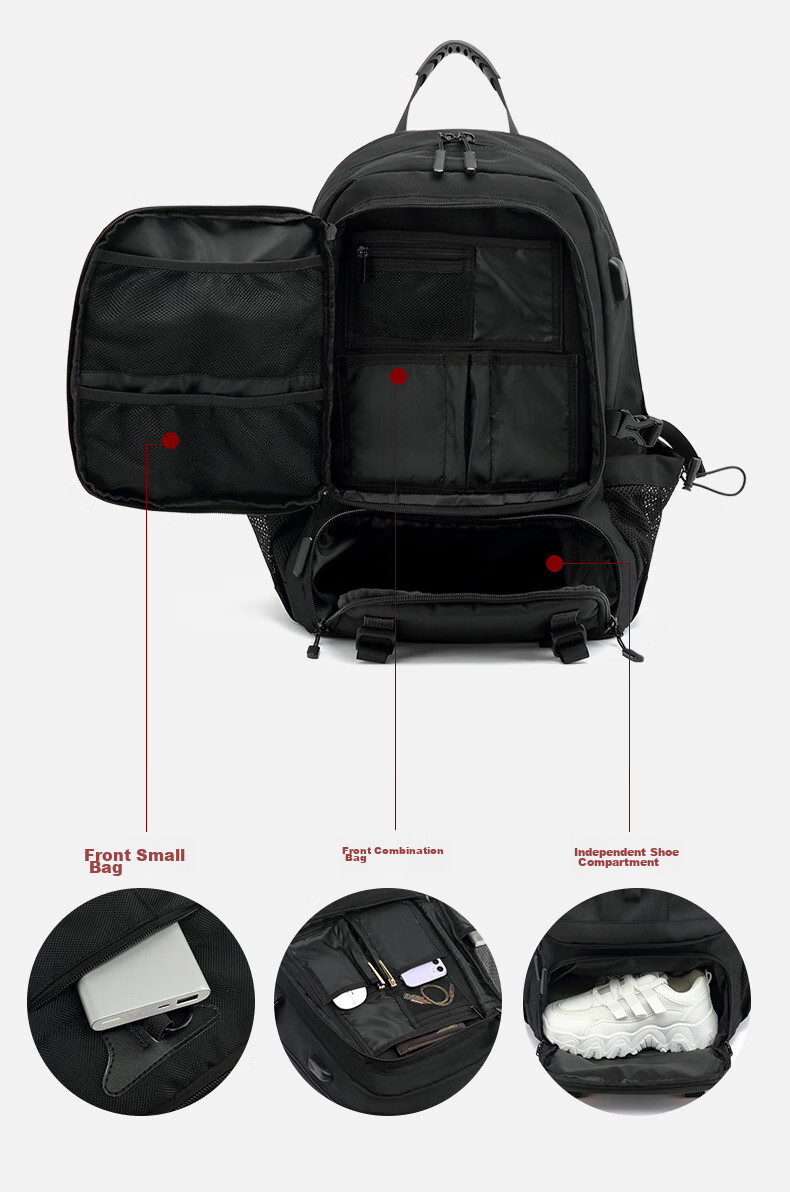 GUSKI Backpack, Hiking Rucksack for Men, Water-Resistant, Breathable, Outdoor Cycling, Trekking, Travel, Large Capacity Schoolbag, Self-Operated 9